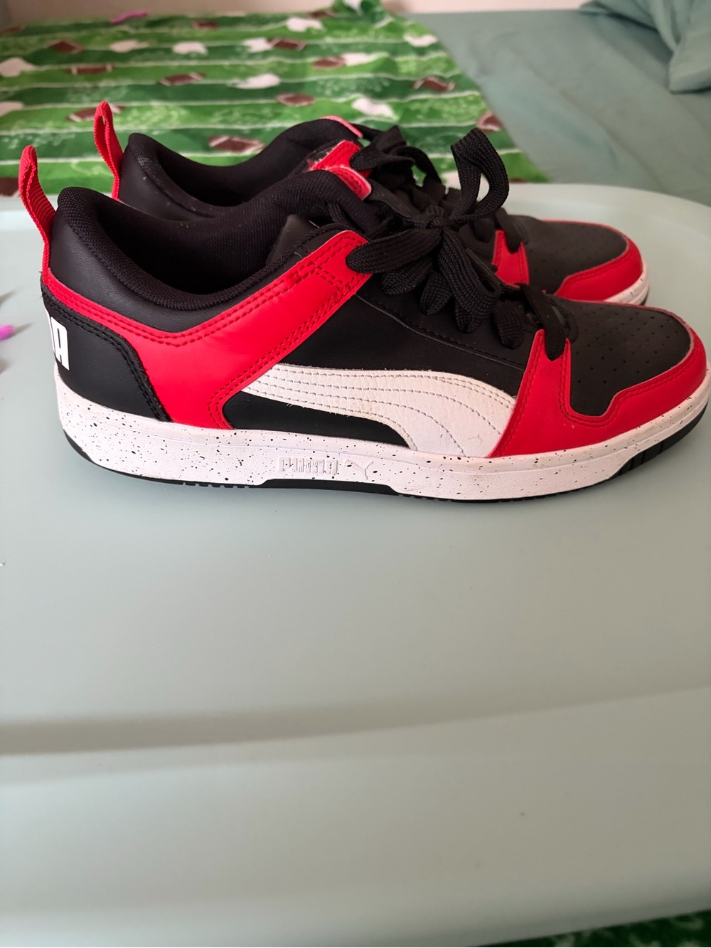 Puma Black, Red & White Low-Top Sneakers